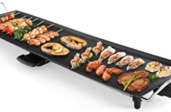 plancha GOPLUS XXL qui met en avant sa grandeur et fait cuire beaucoup d'aliments